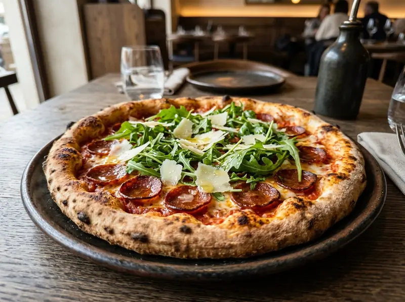 Pepperonipizza med ruccola – The Father Sportbar & Restaurang, Årjäng